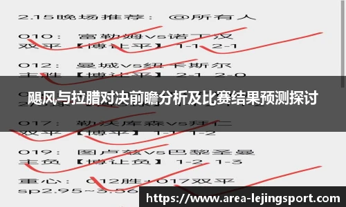 飓风与拉腊对决前瞻分析及比赛结果预测探讨
